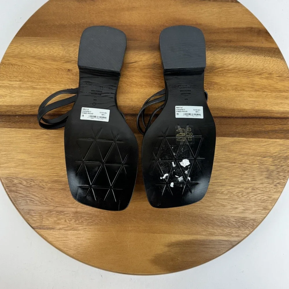 New NWOB Womens Schutz Rania Leather Strappy‎ Slip On Sandals Black Size 7 M